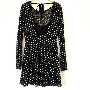 Free People Black and White Long Sleeve Dress